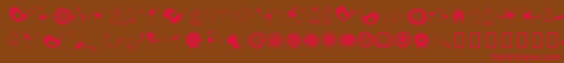 DoodleDings1BirdsCages-Schriftart – Rote Schriften auf braunem Hintergrund