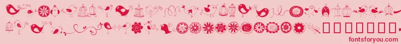 DoodleDings1BirdsCages-Schriftart – Rote Schriften auf rosa Hintergrund