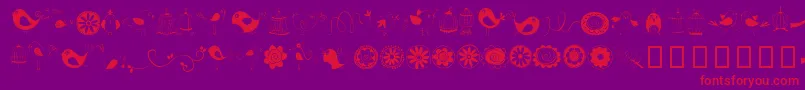 DoodleDings1BirdsCages-Schriftart – Rote Schriften auf violettem Hintergrund