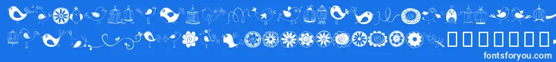 Saiba mais sobre a fonte DoodleDings1BirdsCages Fonte DoodleDings1BirdsCages – fontes brancas em um fundo azul