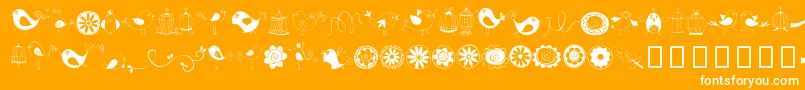 DoodleDings1BirdsCages-Schriftart – Weiße Schriften auf orangefarbenem Hintergrund