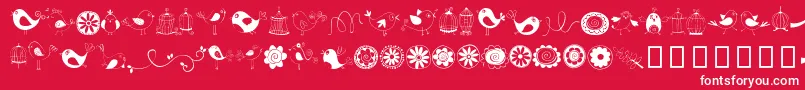 DoodleDings1BirdsCages Font – White Fonts on Red Background