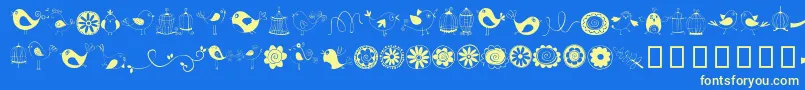 Fonte DoodleDings1BirdsCages – fontes amarelas em um fundo azul