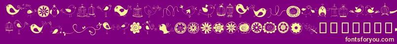 DoodleDings1BirdsCages Font – Yellow Fonts on Purple Background