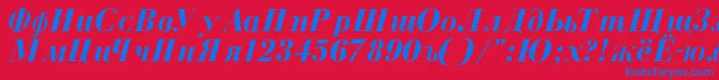 CyrillicBoldItalic Font – Blue Fonts on Red Background