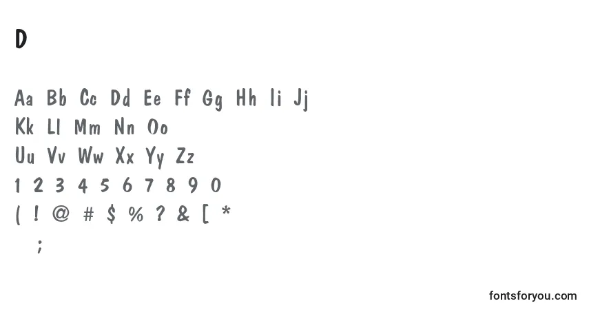 Schriftart DomcasualThin – Alphabet, Zahlen, spezielle Symbole