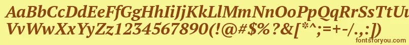 フォントPtSerifBoldItalic – 茶色の文字が黄色の背景にあります。