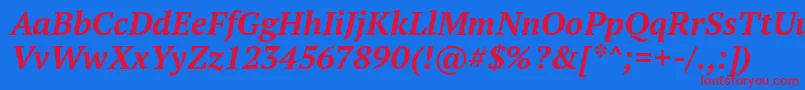 PtSerifBoldItalic Font – Red Fonts on Blue Background