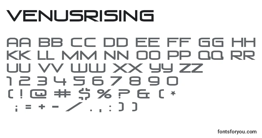 A fonte VenusRising – alfabeto, números, caracteres especiais