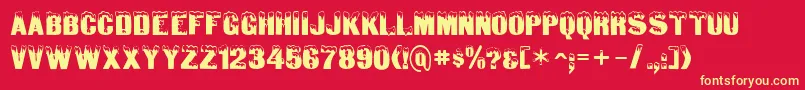 SanasoftDeepFreeze.Kz Font – Yellow Fonts on Red Background