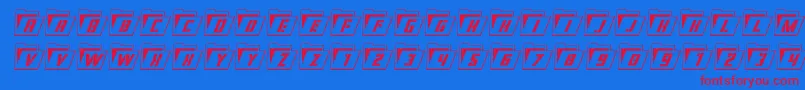 Eyesonlyoutcondital Font – Red Fonts on Blue Background