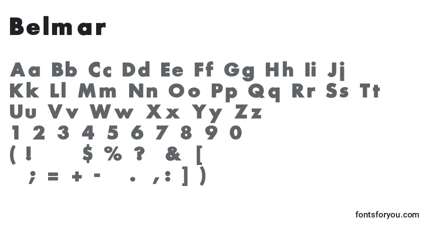 A fonte Belmar – alfabeto, números, caracteres especiais
