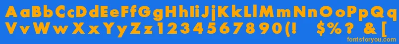 Weitere Informationen zur Belmar-Schriftart Belmar-Schriftart – Orangefarbene Schriften auf blauem Hintergrund