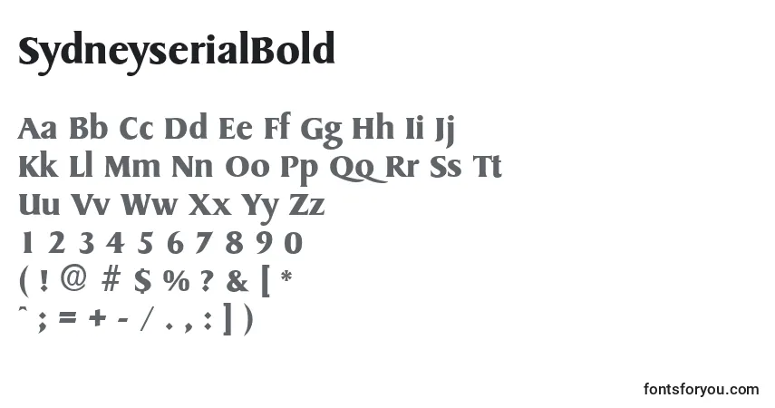 A fonte SydneyserialBold – alfabeto, números, caracteres especiais