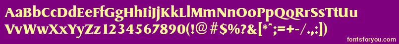 SydneyserialBold-Schriftart – Gelbe Schriften auf violettem Hintergrund