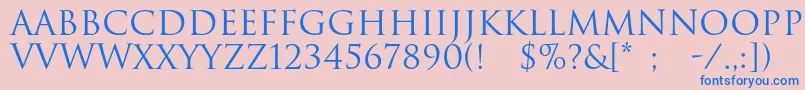 フォントRomul – ピンクの背景に青い文字