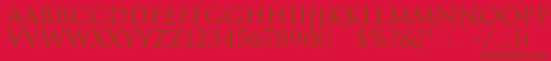 フォントRomul – 赤い背景に茶色の文字