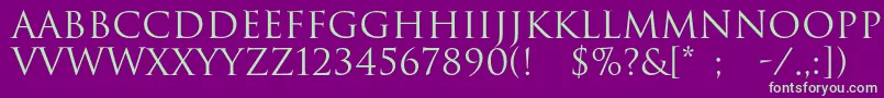 フォントRomul – 紫の背景に緑のフォント