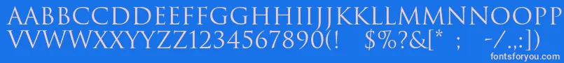 フォントRomul – ピンクの文字、青い背景