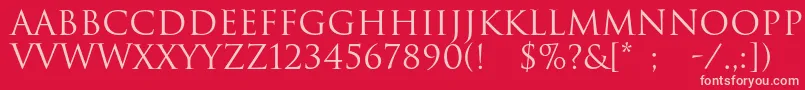 Romul-fontti – vaaleanpunaiset fontit punaisella taustalla