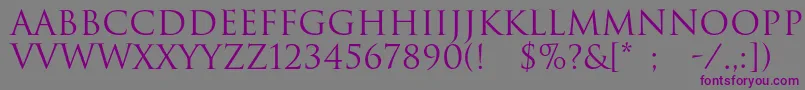 Romul-fontti – violetit fontit harmaalla taustalla