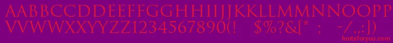 フォントRomul – 紫の背景に赤い文字