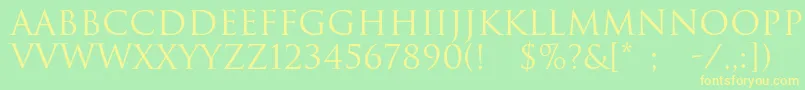 Romul-fontti – keltaiset fontit vihreällä taustalla