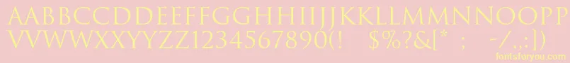 Romul-fontti – keltaiset fontit vaaleanpunaisella taustalla