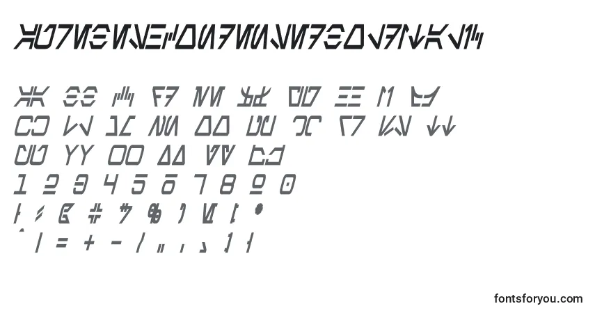 Шрифт AurebeshCondensedBoldItalic – алфавит, цифры, специальные символы