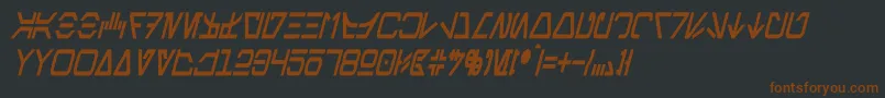 AurebeshCondensedBoldItalic-fontti – ruskeat fontit mustalla taustalla
