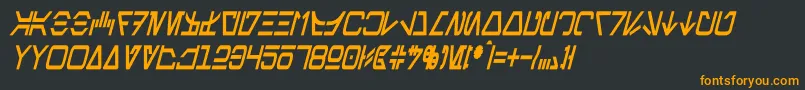 フォントAurebeshCondensedBoldItalic – 黒い背景にオレンジの文字