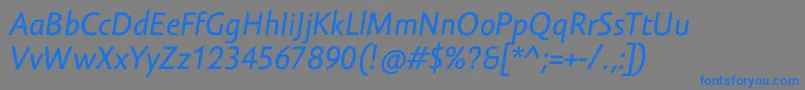 Fonte AmorSansTextProItalic – fontes azuis em um fundo cinza