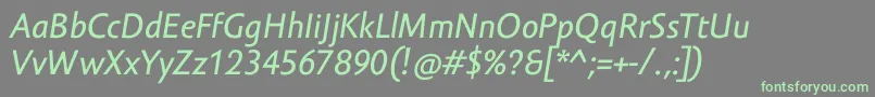 フォントAmorSansTextProItalic – 灰色の背景に緑のフォント