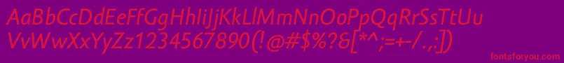 AmorSansTextProItalic Font – Red Fonts on Purple Background