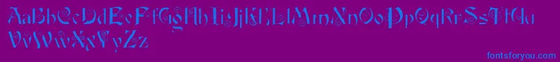 Fairyscrolldisplay-Schriftart – Blaue Schriften auf violettem Hintergrund