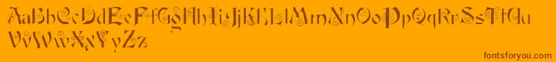 More about Fairyscrolldisplay Font Fairyscrolldisplay Font – Brown Fonts on Orange Background