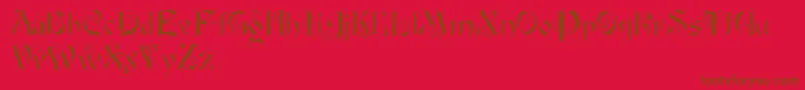 Fairyscrolldisplay-fontti – ruskeat fontit punaisella taustalla