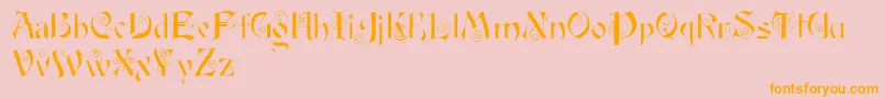 Fairyscrolldisplay-Schriftart – Orangefarbene Schriften auf rosa Hintergrund