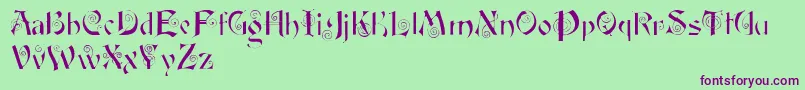 Weitere Informationen zur Fairyscrolldisplay-Schriftart Fairyscrolldisplay-Schriftart – Violette Schriften auf grünem Hintergrund