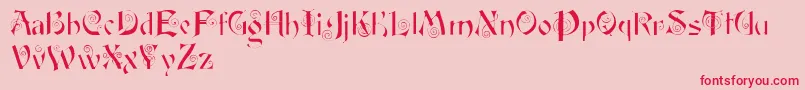 Fairyscrolldisplay-Schriftart – Rote Schriften auf rosa Hintergrund