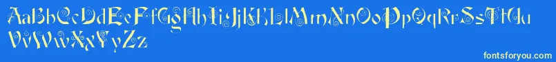 Fairyscrolldisplay Font – Yellow Fonts on Blue Background