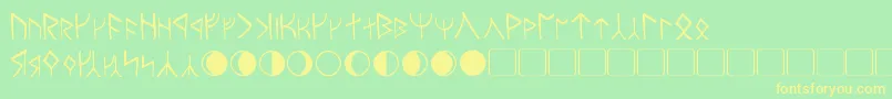 Moria Font – Yellow Fonts on Green Background