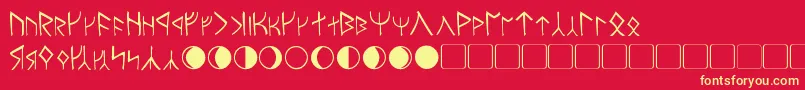 Moria Font – Yellow Fonts on Red Background