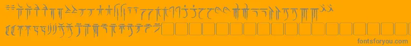 フォントIokharic – オレンジの背景に灰色の文字
