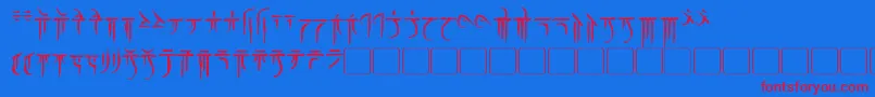 Iokharic Font – Red Fonts on Blue Background