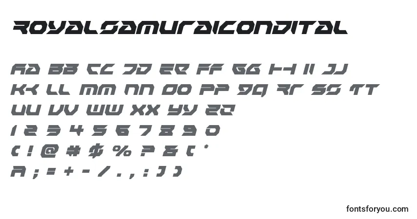 Czcionka Royalsamuraicondital – alfabet, cyfry, specjalne znaki