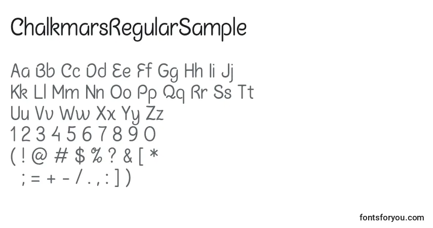 A fonte ChalkmarsRegularSample (42129) – alfabeto, números, caracteres especiais