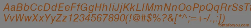 Шрифт HelveticaGreekInclined – коричневые шрифты на сером фоне