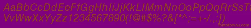 HelveticaGreekInclined Font – Brown Fonts on Purple Background
