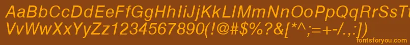 HelveticaGreekInclined Font – Orange Fonts on Brown Background